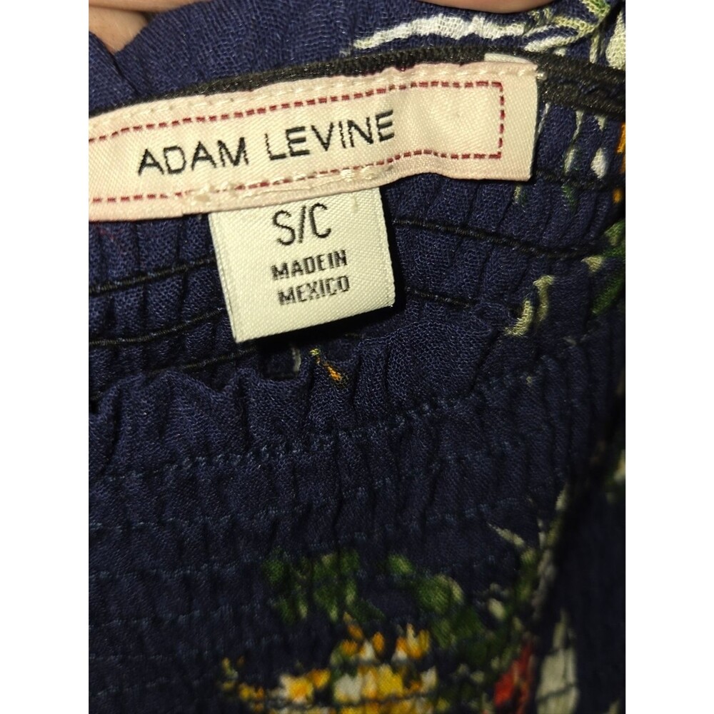Adam Levine Navy Floral Rayon Strapless Cap Sleeve Midi Dress - Picture 7 of 11